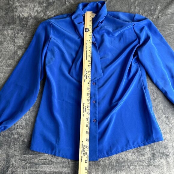 VTG Sophisticates by Pendelton 80's Tie Blouse Blue Size 10 Quiet Luxury - Picture 3 of 8